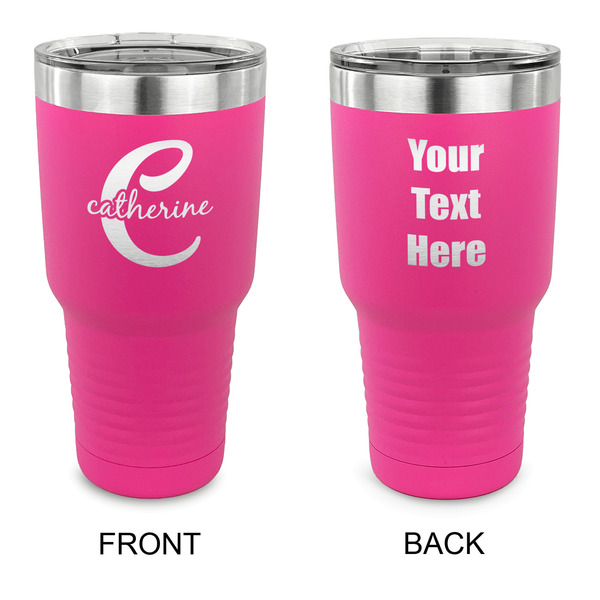 Custom Name & Initial (Girly) 30 oz Stainless Steel Tumbler - Pink - Double Sided (Personalized)