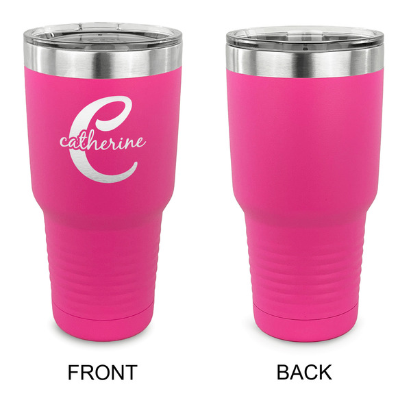 Name & Initial (Girly) 30 oz Stainless Steel Ringneck Tumblers - Pink - Single Sided - APPROVAL