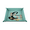 Name & Initial (Girly) 6" x 6" Teal Leatherette Snap Up Tray - STYLED
