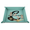 Name & Initial (Girly) 9" x 9" Teal Leatherette Snap Up Tray - STYLED