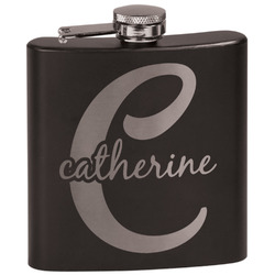 Name & Initial (Girly) Black Flask Set (Personalized)