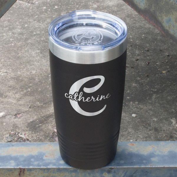 Name & Initial (Girly) Black Polar Camel Tumbler - 20oz - Angled