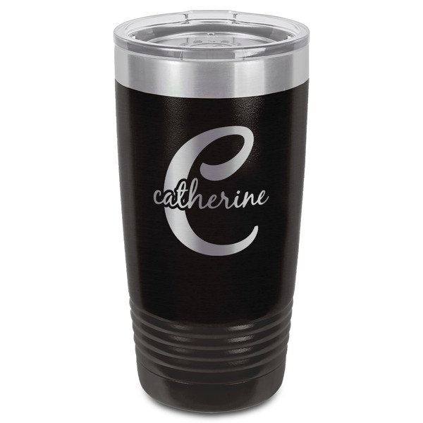 Name & Initial (Girly) Black Polar Camel Tumbler - 20oz - Front