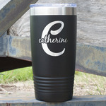 Name & Initial (Girly) 20 oz Stainless Steel Tumbler - Black - Single Sided (Personalized)