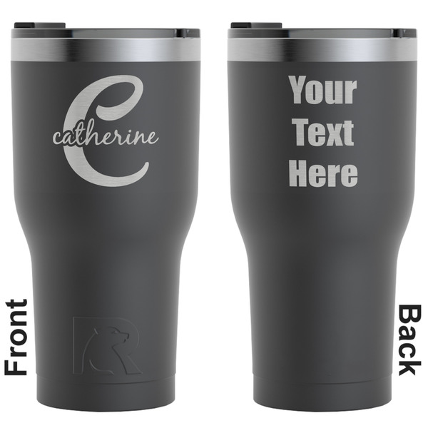 Custom Name & Initial (Girly) RTIC Tumbler - Black - Engraved Front & Back (Personalized)