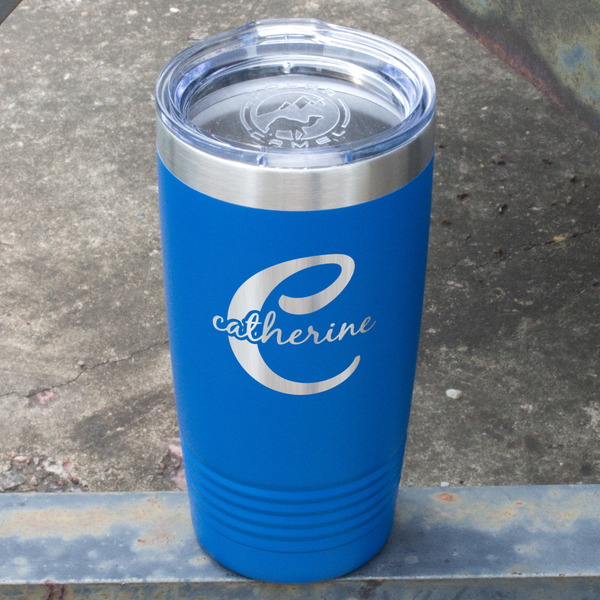 Name & Initial (Girly) Blue Polar Camel Tumbler - 20oz - Angled