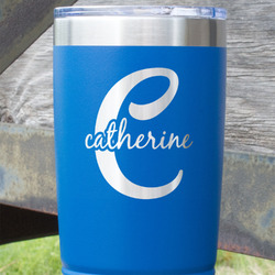 Name & Initial (Girly) 20 oz Stainless Steel Tumbler - Royal Blue - Single Sided (Personalized)