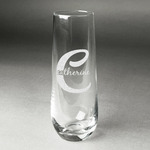 Name & Initial (Girly) Champagne Flute - Stemless Engraved (Personalized)