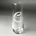 Name & Initial (Girly) Champagne Flute - Stemless Engraved - Single (Personalized)