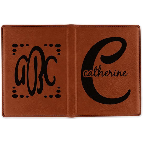 Name & Initial (Girly) Cognac Leather Passport Holder Outside Double Sided - Apvl