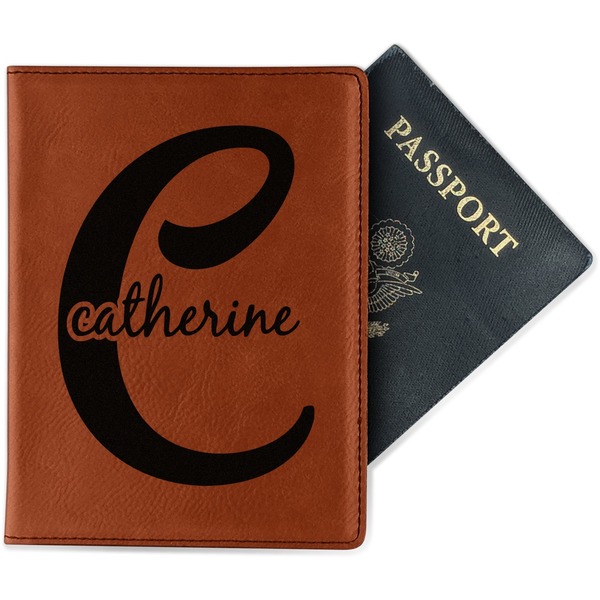 Custom Name & Initial (Girly) Passport Holder - Faux Leather - Double Sided (Personalized)