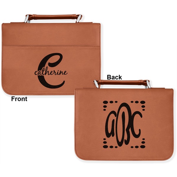 Name & Initial (Girly) Cognac Leatherette Bible Covers - Large Double Sided Apvl