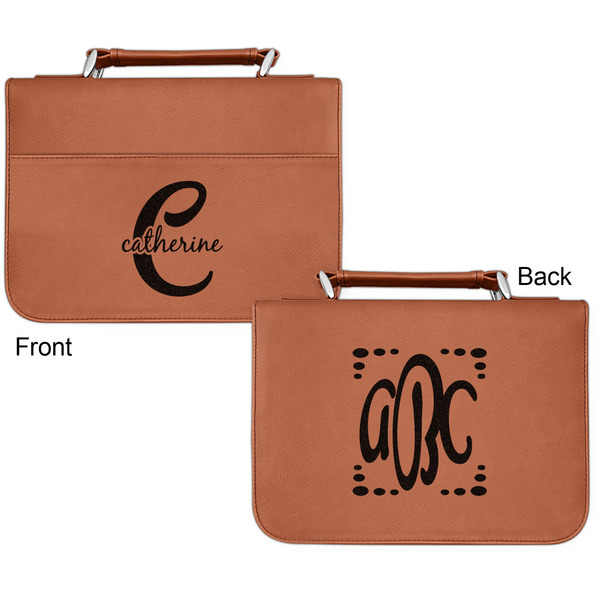Name & Initial (Girly) Cognac Leatherette Bible Covers - Small Double Sided Apvl