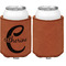 Name & Initial (Girly) Cognac Leatherette Can Sleeve - Single Sided Front and Back
