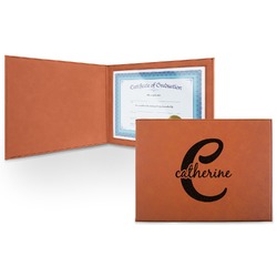 Name & Initial (Girly) Leatherette Certificate Holder - Front (Personalized)