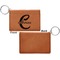 Name & Initial (Girly) Cognac Leatherette Keychain ID Holders - Front Apvl