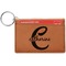 Name & Initial (Girly) Cognac Leatherette Keychain ID Holders - Front Credit Card