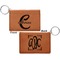 Name & Initial (Girly) Cognac Leatherette Keychain ID Holders - Front and Back Apvl