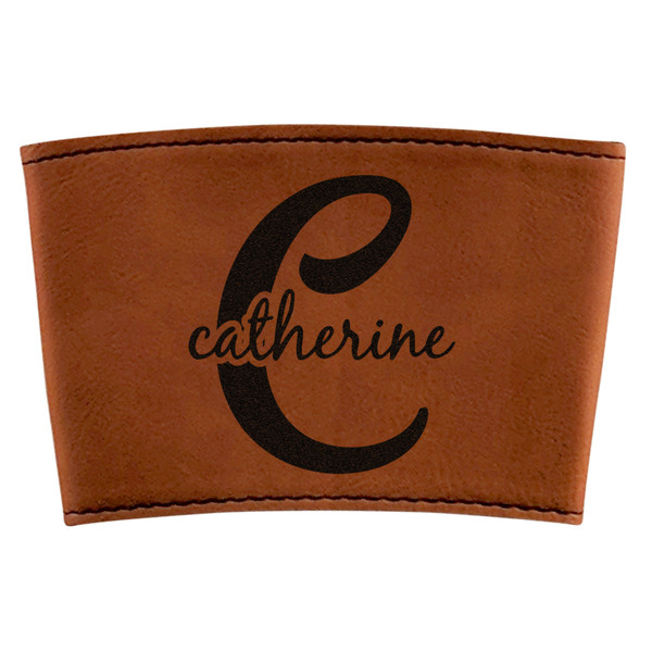 Custom Name & Initial (Girly) Leatherette Cup Sleeve (Personalized)