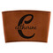 Name & Initial (Girly) Cognac Leatherette Mug Sleeve - Flat