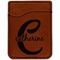Name & Initial (Girly) Cognac Leatherette Phone Wallet close up