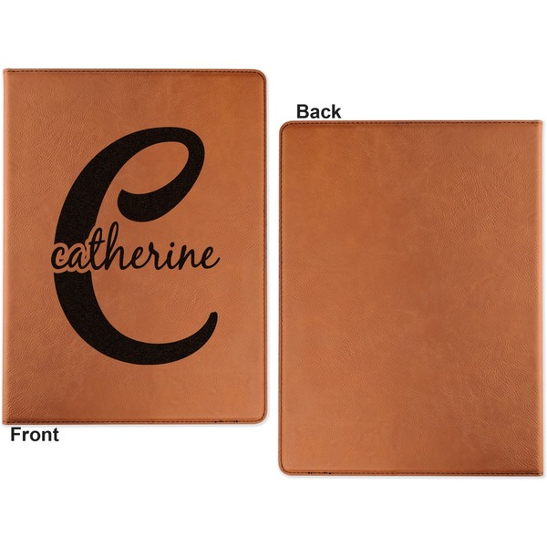 Name & Initial (Girly) Cognac Leatherette Portfolios with Notepad - Large - Single Sided - Apvl
