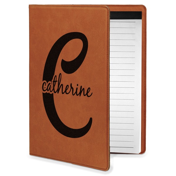 Custom Name & Initial (Girly) Leatherette Portfolio with Notepad - Small - Double Sided (Personalized)
