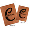 Name & Initial (Girly) Cognac Leatherette Portfolios with Notepad - Compare Sizes