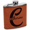Name & Initial (Girly) Cognac Leatherette Wrapped Stainless Steel Flask