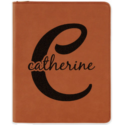 Name & Initial (Girly) Leatherette Zipper Portfolio with Notepad - Double Sided (Personalized)