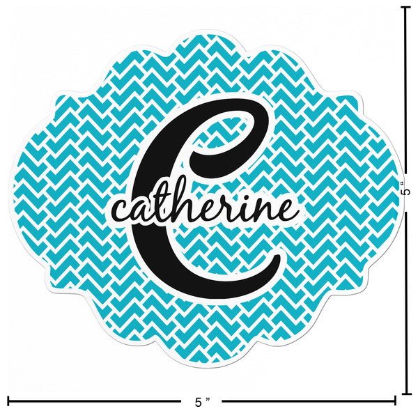 Name & Initial (Girly) Custom Shape Iron On Patches - L PATCH w/measurements