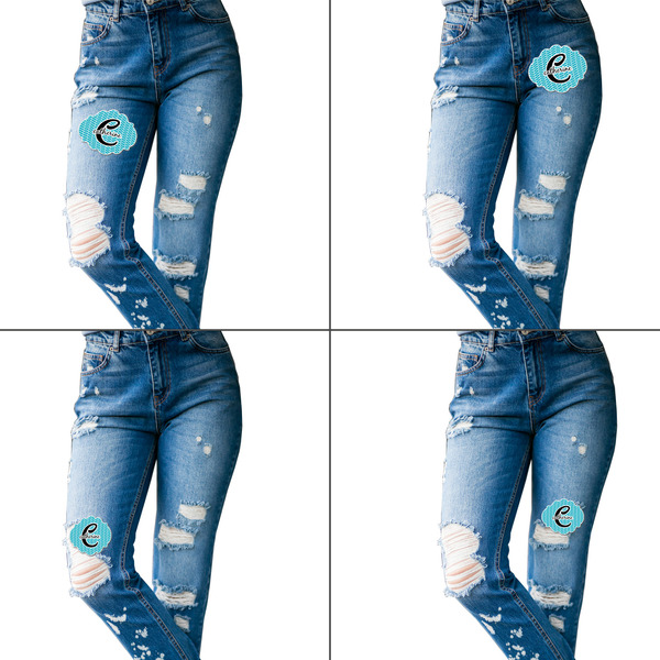 Name & Initial (Girly) Custom Shape Iron On Patches - L set of 4 APPROVAL