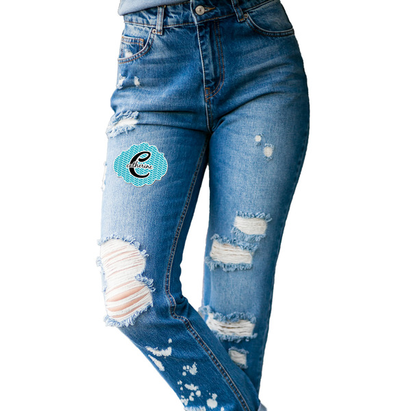 Name & Initial (Girly) Custom Shape Iron On Patches - L - single APPROVAL