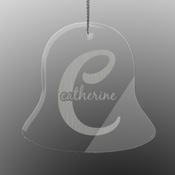 Name & Initial (Girly) Engraved Glass Ornament - Bell (Personalized)