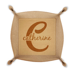 Name & Initial (Girly) Genuine Leather Dice Tray (Personalized)