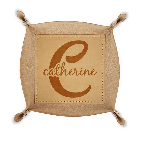 Custom Name & Initial (Girly) Genuine Leather Dice Tray (Personalized)