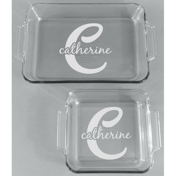 Name & Initial (Girly) Glass Baking Dish Set - FRONT