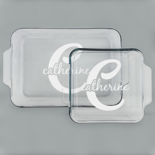 Name & Initial (Girly) Glass Baking Dish Set - MAIN (set)