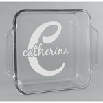 Name & Initial (Girly) Glass Cake Dish - 8in x 8in (Personalized)