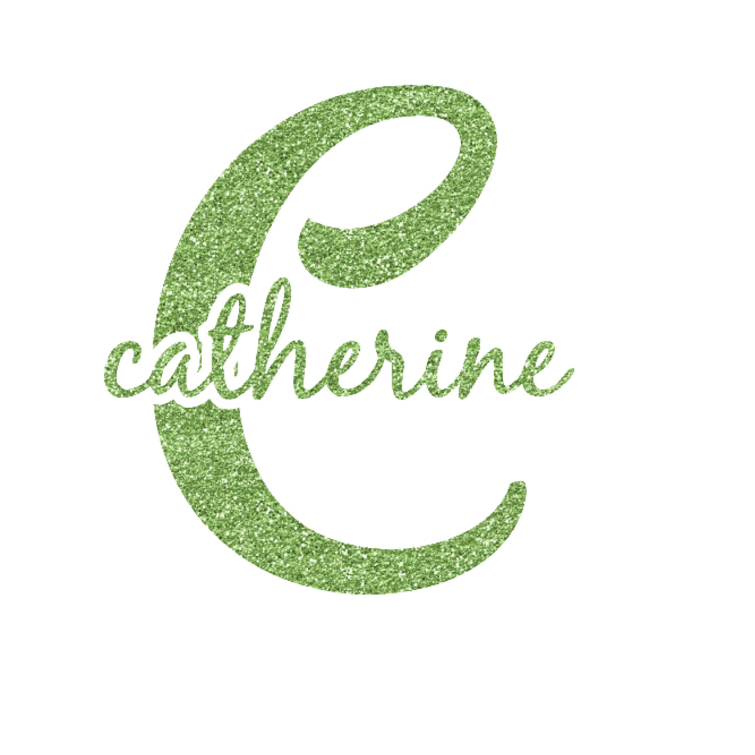 Name & Initial (Girly) Glitter Iron On Transfer Custom Sized