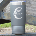 Name & Initial (Girly) 20 oz Stainless Steel Tumbler - Grey - Single Sided (Personalized)