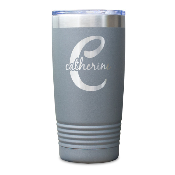 Name & Initial (Girly) Gray Polar Camel Tumbler - 20oz - Single Sided - Approval