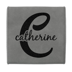 Name & Initial (Girly) Jewelry Gift Box - Engraved Leather Lid (Personalized)