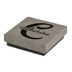 Name & Initial (Girly) Jewelry Gift Box - Engraved Leather Lid (Personalized)