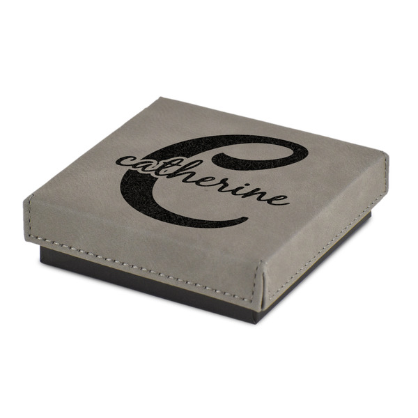 Custom Name & Initial (Girly) Jewelry Gift Box - Engraved Leather Lid (Personalized)