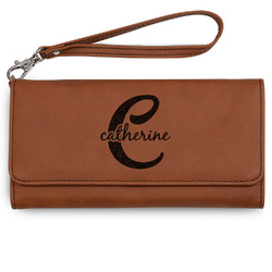 Name & Initial (Girly) Ladies Leatherette Wallet - Laser Engraved - Rawhide (Personalized)