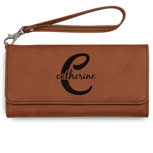 Custom Name & Initial (Girly) Ladies Leatherette Wallet - Laser Engraved - Rawhide (Personalized)