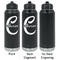 Name & Initial (Girly) Laser Engraved Water Bottles - 2 Styles - Front & Back View
