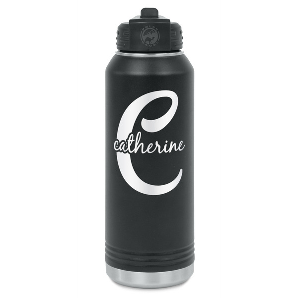 Custom Name & Initial (Girly) Water Bottle - Laser Engraved - Front (Personalized)