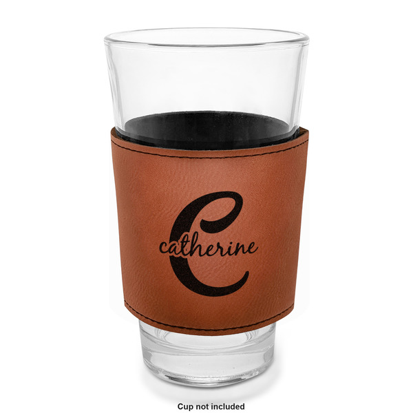 Name & Initial (Girly) Laserable Leatherette Mug Sleeve - In pint glass for bar